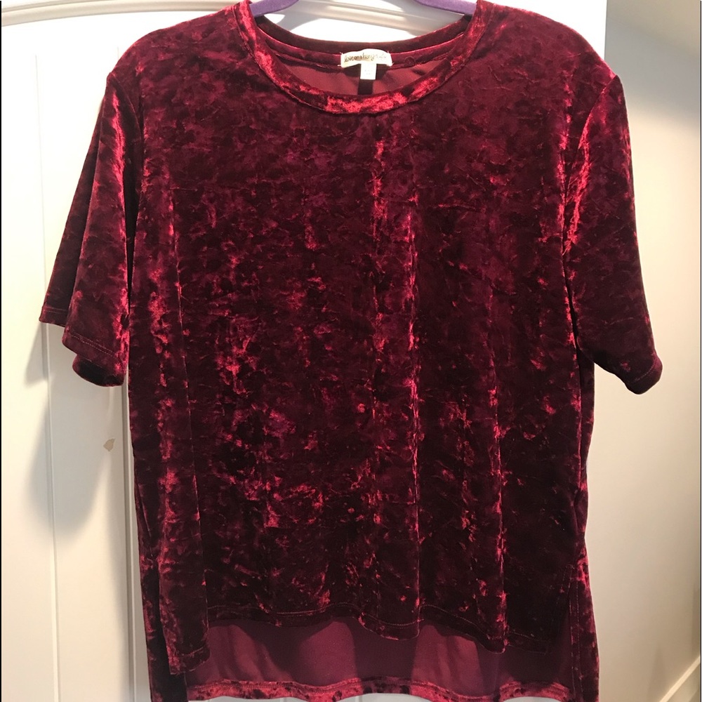 Crushed red velvet top